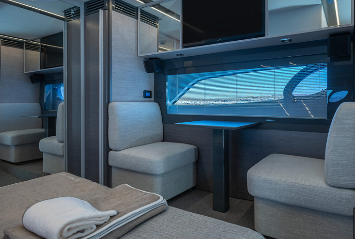 Yacht with a window facing the sea