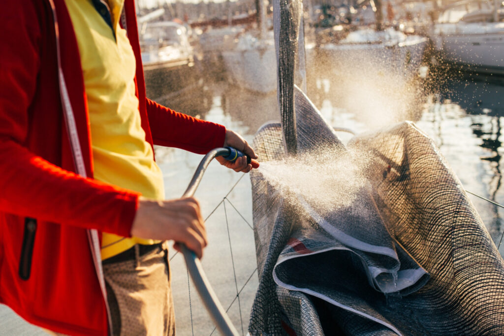 cleaning a yacht