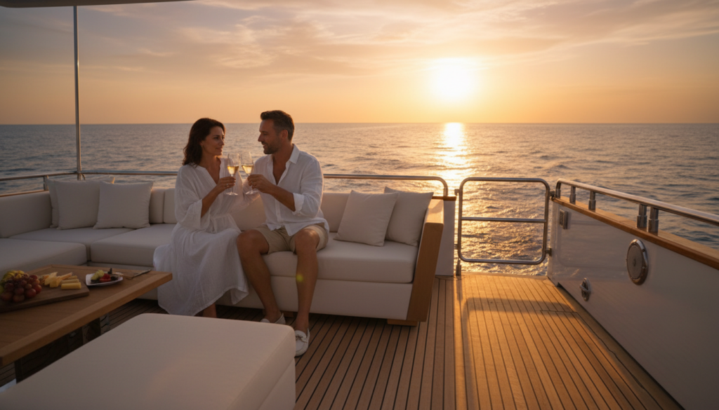 couple enjoying a yacht charter